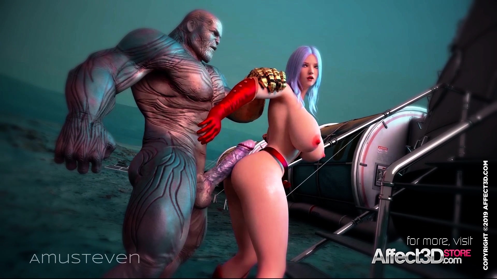 Superhero 3d animation with a big tits beauty.